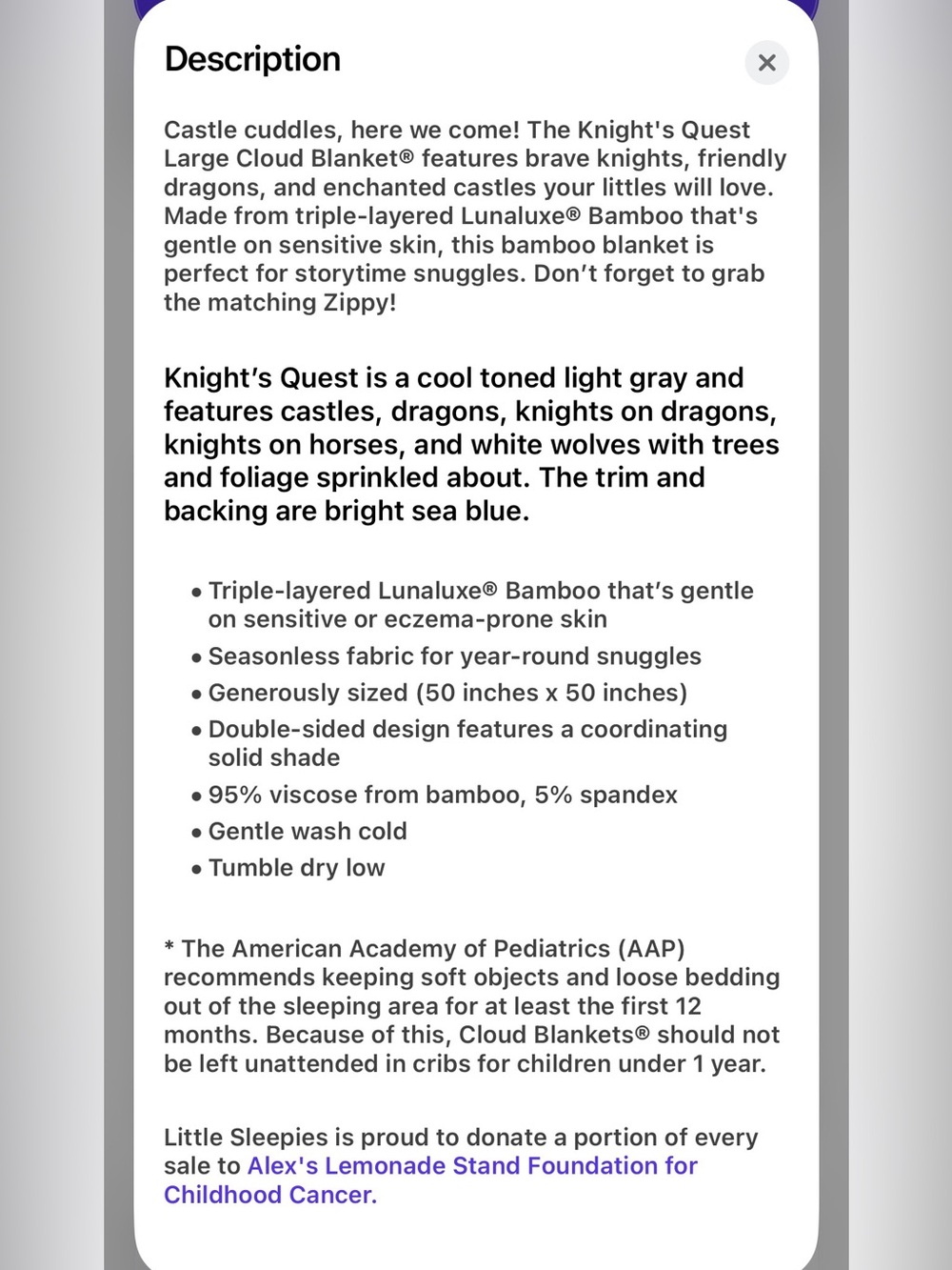 NWT Little Sleepies Knight’s Quest Cloud Blanket - Picture 5 of 6